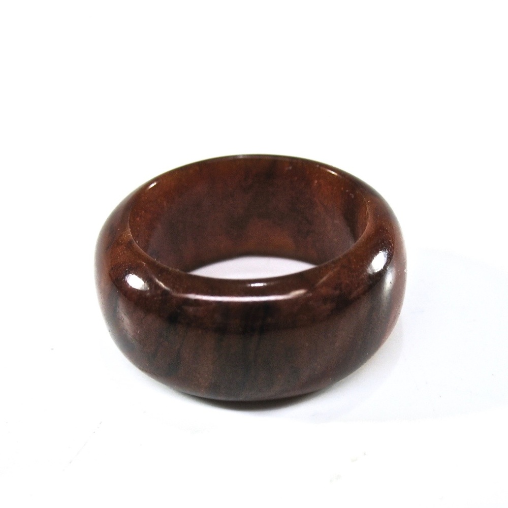 Bakelite Ring, Root Beer, 1940s, Tested, Size 5.5 - Picture 2 of 7